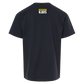 Black t-shirt with a yellow ’NATIONAL GEOGRAPHIC KIDS’ logo on the back neckline.